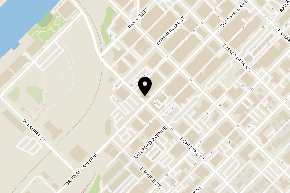 Map showing the location of El Capitan's on 1201 Cornwall Ave #101 in Bellingham